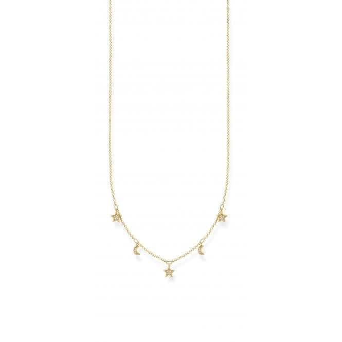 Yellow Gold Zirconia Star & Moon Necklace 45cm KE2074 - 414 - 14 - L45vThomas Sabo Charm Club CharmingKE2074 - 414 - 14 - L45v