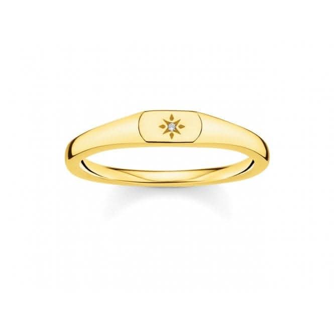 Yellow Gold Zirconia Star Stacking Ring TR2314-414-14