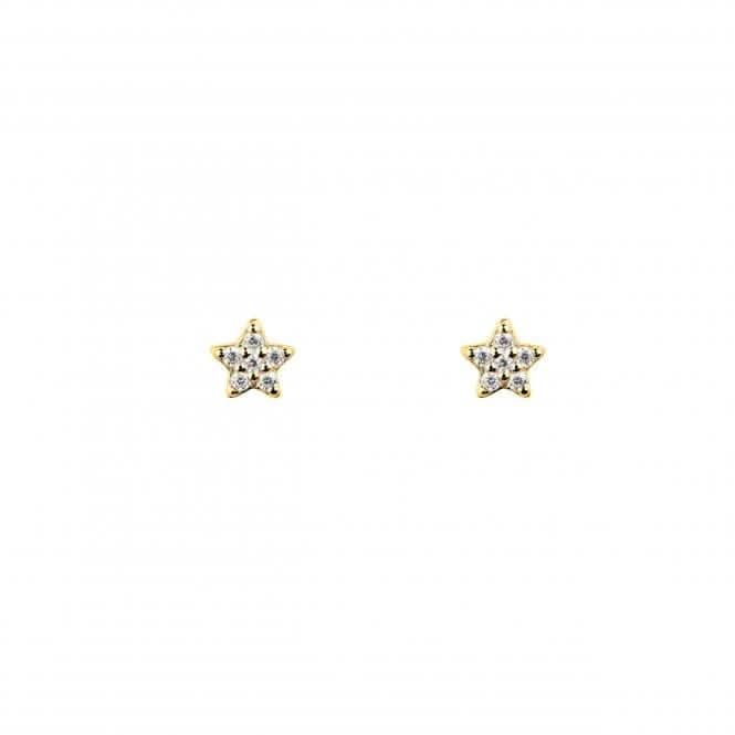 Zirconia Star Gold Plated Stud Earrings 3765GCZ