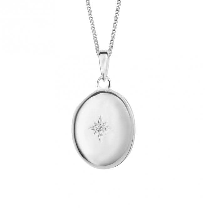 Zirconia Starburst Oval Locket Pendant P5230C