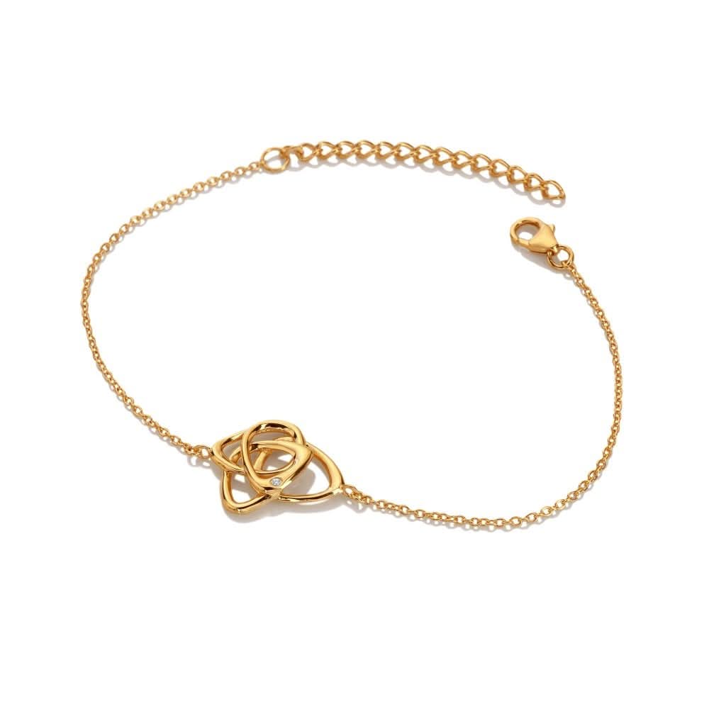 Elegant silver bracelet featuring a beautifully crafted heart pendant, designed in a contemporary style with intricate detailing, showcasing the luxurious craftsmanship of the Hot Diamonds x Golden Edit collection.