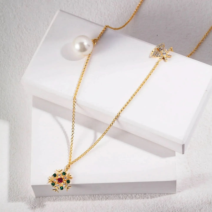 Christmas Snowflake Tree Earrings and Necklace set