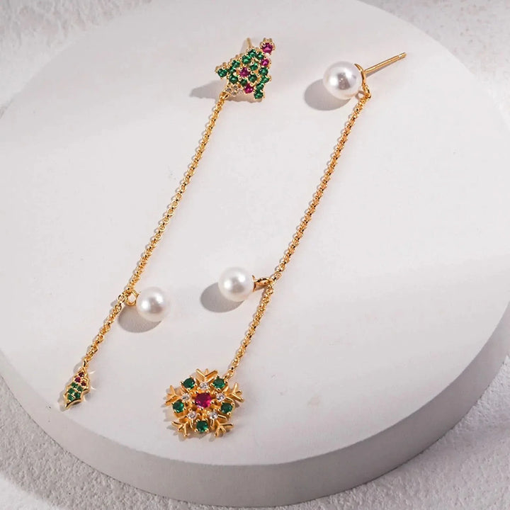 Christmas Snowflake Tree Earrings and Necklace set