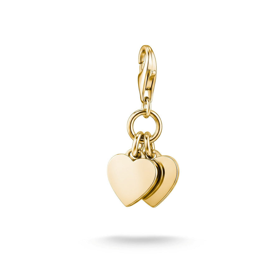 Thomas Sabo Charm Club 18ct Gold Plated Double Hearts Charm 0836-M01-39