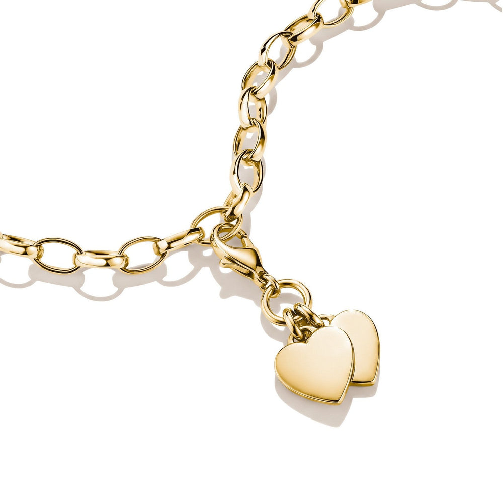 Thomas Sabo Charm Club 18ct Gold Plated Double Hearts Charm 0836-M01-39