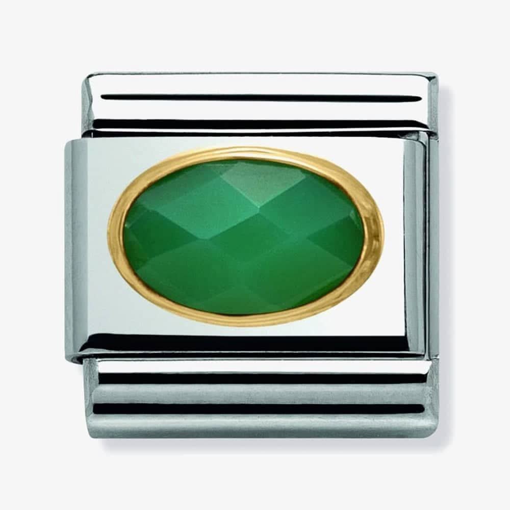 Composable Classic Gold Faceted Green Agath Link 030502/27