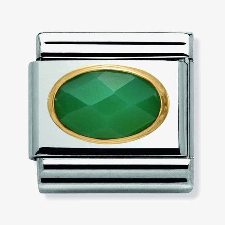 Composable Classic Gold Faceted Green Agath Link 030502/27