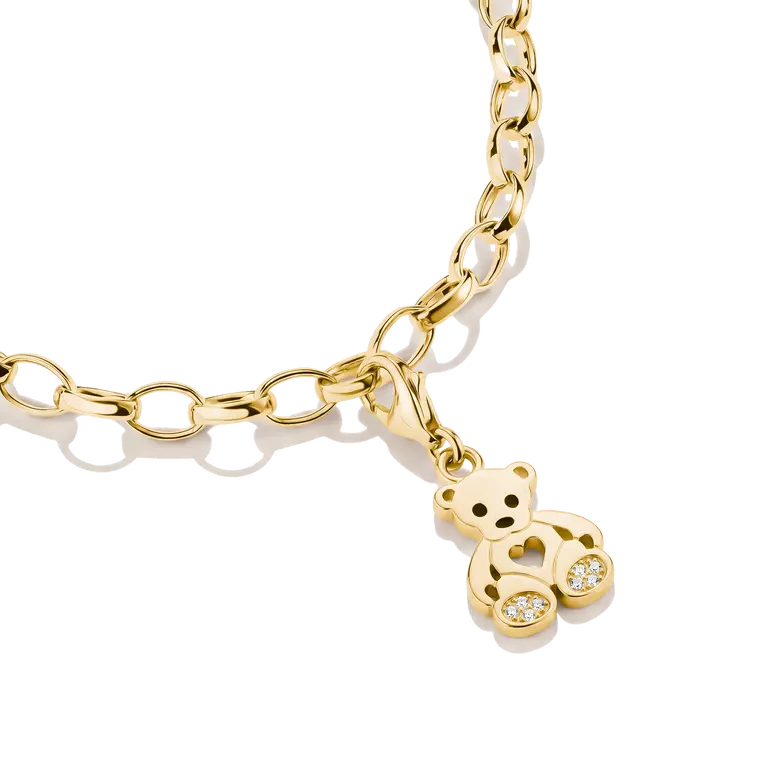 Thomas Sabo 18ct Gold Plated Teddy Bear Charm 1119-M05-14