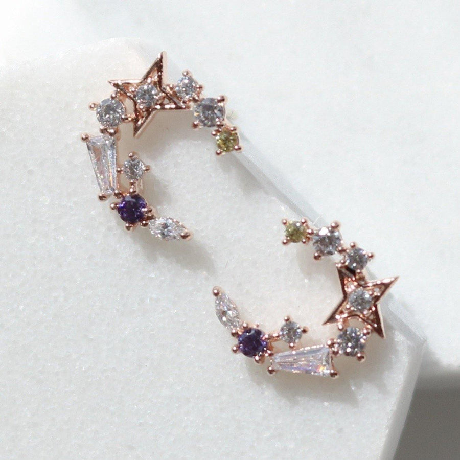 Blue moon star earrings