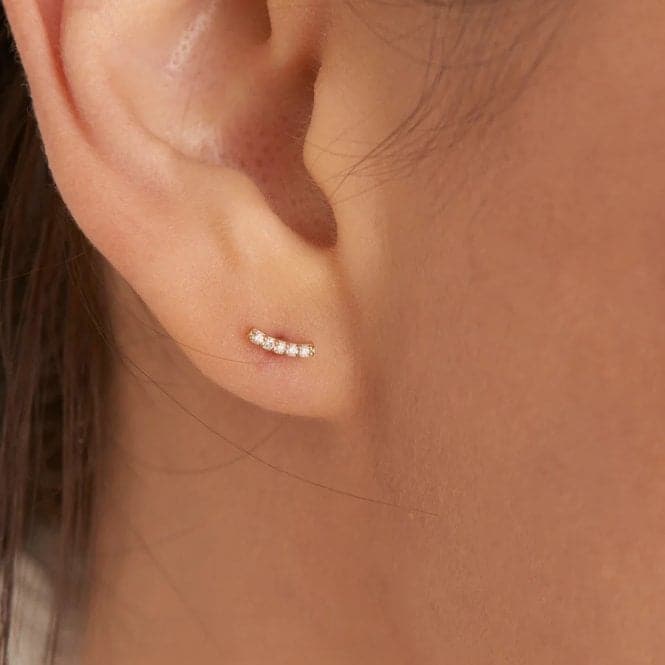 14ct Gold Magma Diamond Curve Stud Earrings EAU004 - 04YGAnia Haie GoldEAU004 - 04YG