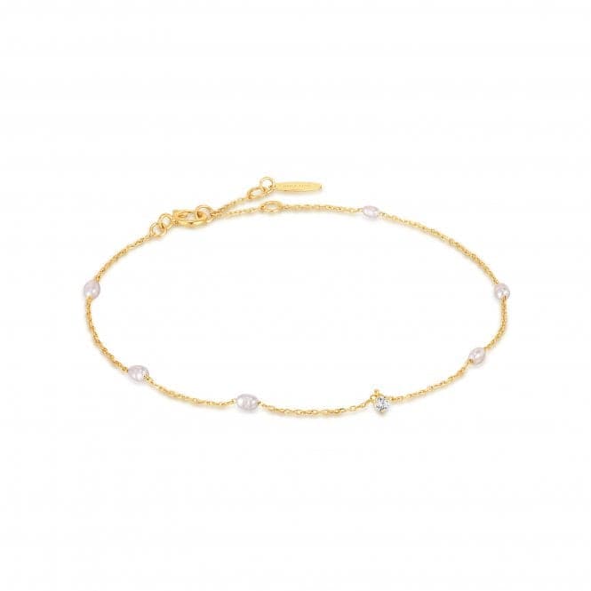 14ct Gold Pearl And White Sapphire Bracelet BAU003 - 01YGAnia Haie GoldBAU003 - 01YG