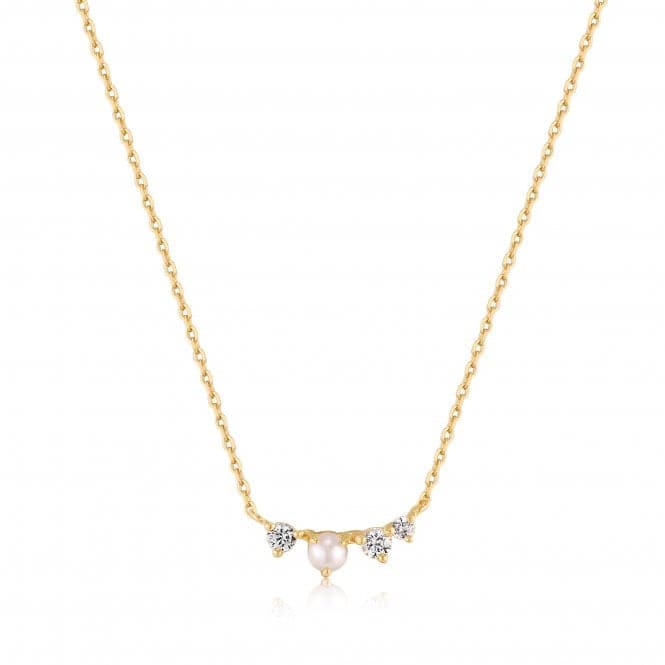 14ct Gold Pearl And White Sapphire Radiance Necklace NAU003 - 02YGAnia Haie GoldNAU003 - 02YG