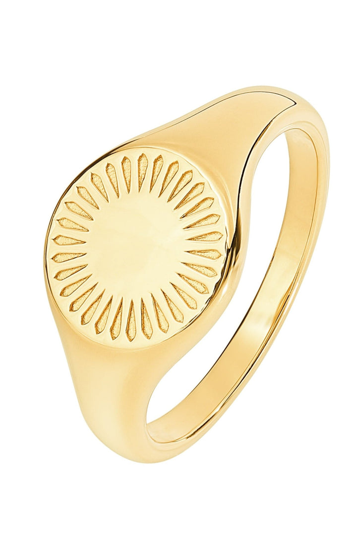 14ct Gold Plated Sterling Silver Signet Sun RingThe Fine CollectiveBA0073171 - L