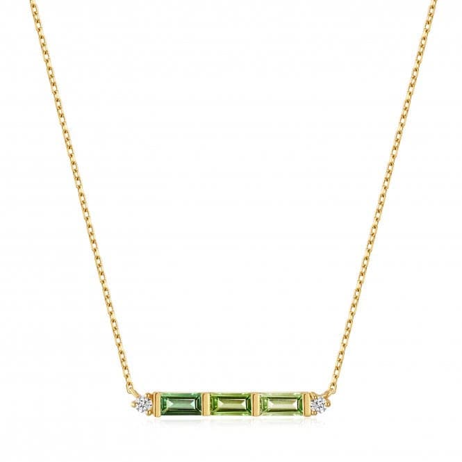 14ct Gold Tourmaline And White Sapphire Bar Necklace NAU005 - 02YGAnia Haie GoldNAU005 - 02YG