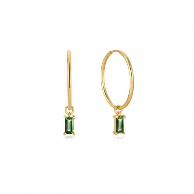 14ct Gold Tourmaline Drop Mini Hoop Earrings EAU005 - 04YGAnia Haie GoldEAU005 - 04YG