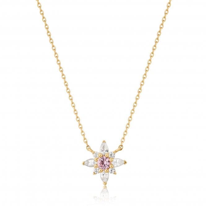 14ct Gold White And Pink Sapphire Flower Necklace NAU006 - 02YGAnia Haie GoldNAU006 - 02YG