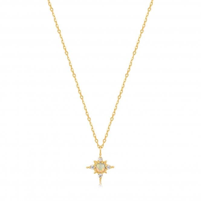 14k Gold Opal White Sapphire Star Necklace NAU001 - 01YGAnia Haie GoldNAU001 - 01YG
