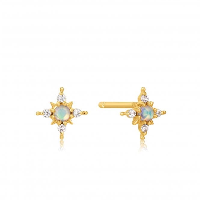 14k Gold Opal White Sapphire Star Stud Earrings EAU001 - 09YGAnia Haie GoldEAU001 - 09YG