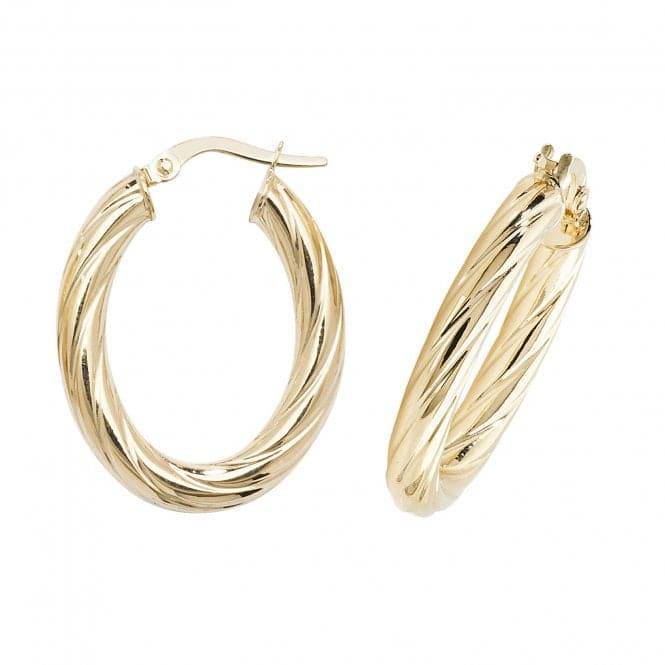 a pair of gold hoop earrings on a white background