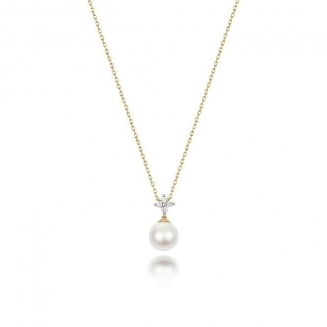 18ct Gold Diamond &amp; Akoya Pearl Necklace NDQ200Gemstones JewelleryNDQ200