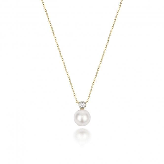 18ct Gold Diamond &amp; Akoya Pearl Necklace NDQ207Gemstones JewelleryNDQ207