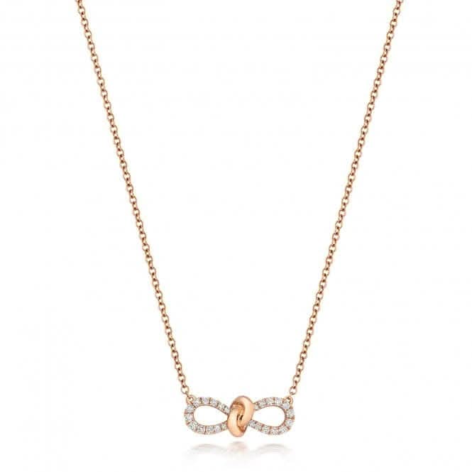 18ct Gold Diamond Bow 16/17Inch Necklace NDQ121RDiamond JewelleryNDQ121R