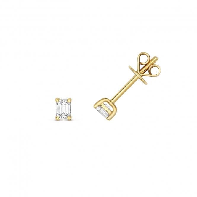 18ct Gold Diamond Emerald Cut Earring Studs EDQ352Diamond JewelleryEDQ352