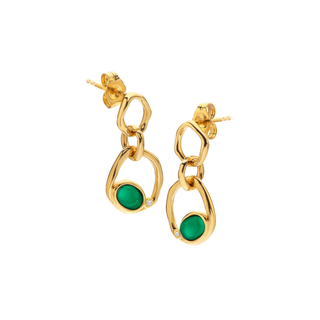 18ct Gold HDXGEM Offset Green Agate Earring. DE815Hot Diamonds x GemstonesDE815