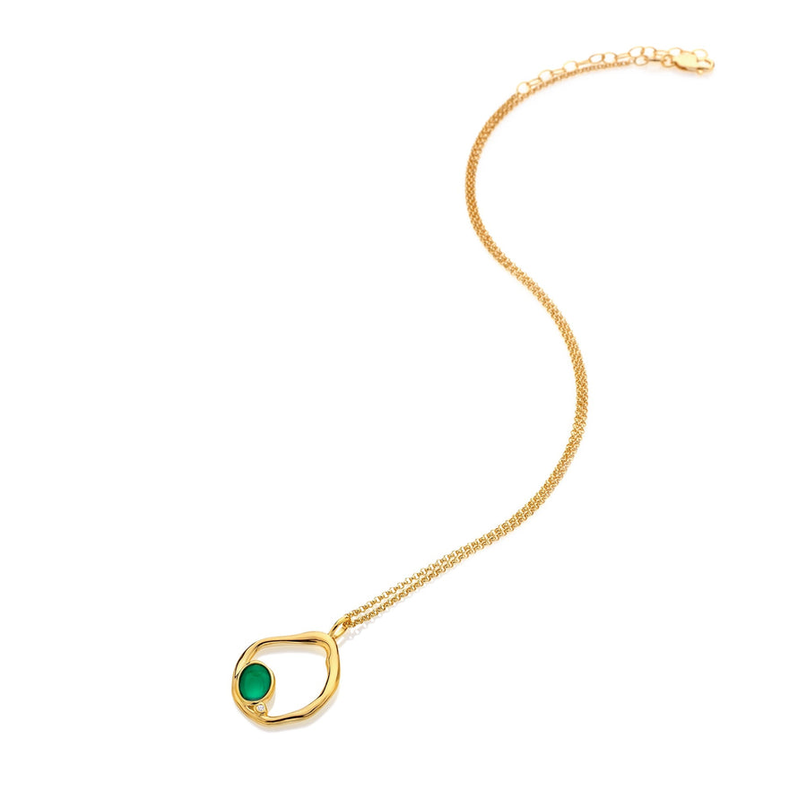 18ct Gold HDXGEM Offset Green Agate Necklace. DP1024Hot Diamonds x GemstonesDP1024