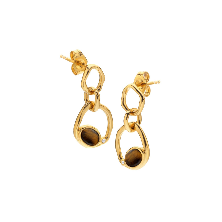 18ct Gold HDXGEM Offset Tigers Eye Earring. DE816Hot Diamonds x GemstonesDE816