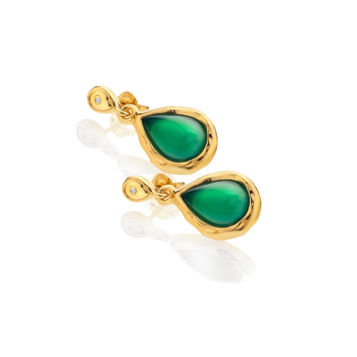 18ct Gold HDXGEM Teardrop Green Agate Earring. DE817Hot Diamonds x GemstonesDE817