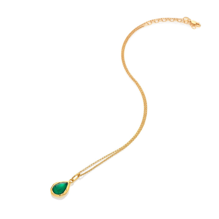 18ct Gold HDXGEM Teardrop Green Agate Necklace. DP1026Hot Diamonds x GemstonesDP1026