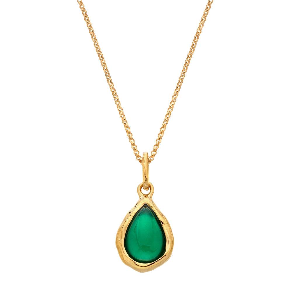 18ct Gold HDXGEM Teardrop Green Agate Necklace. DP1026Hot Diamonds x GemstonesDP1026