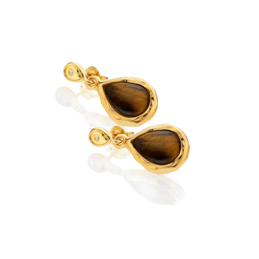 18ct Gold HDXGEM Teardrop Tigers Eye Earring. DE819Hot Diamonds x GemstonesDE819