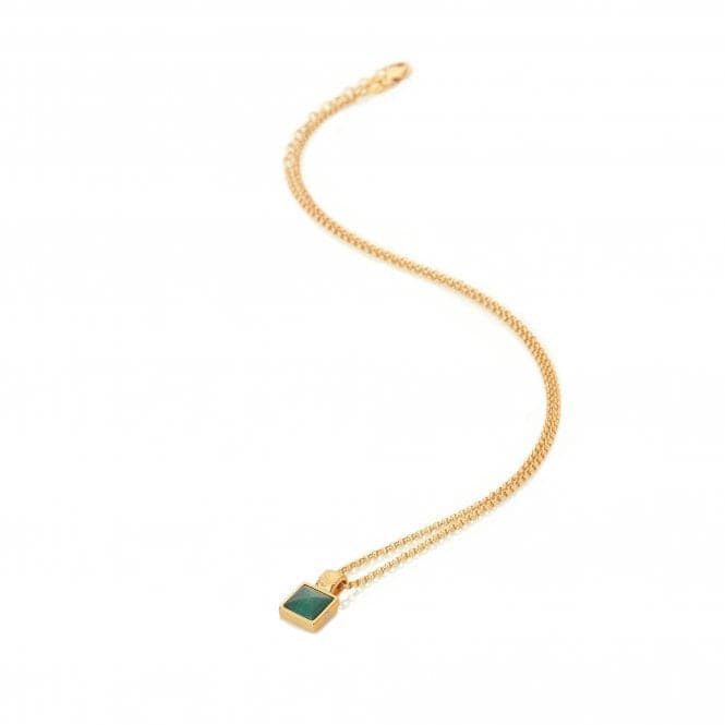 18ct Gold Plated Silver Revive Malachite Square Pendant DP844Hot Diamonds x Jac JossaDP844