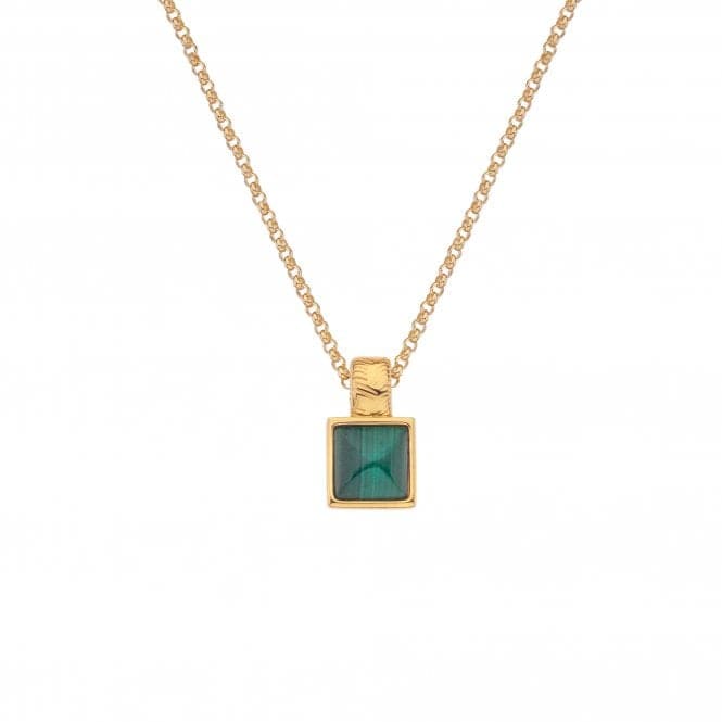 18ct Gold Plated Silver Revive Malachite Square Pendant DP844Hot Diamonds x Jac JossaDP844