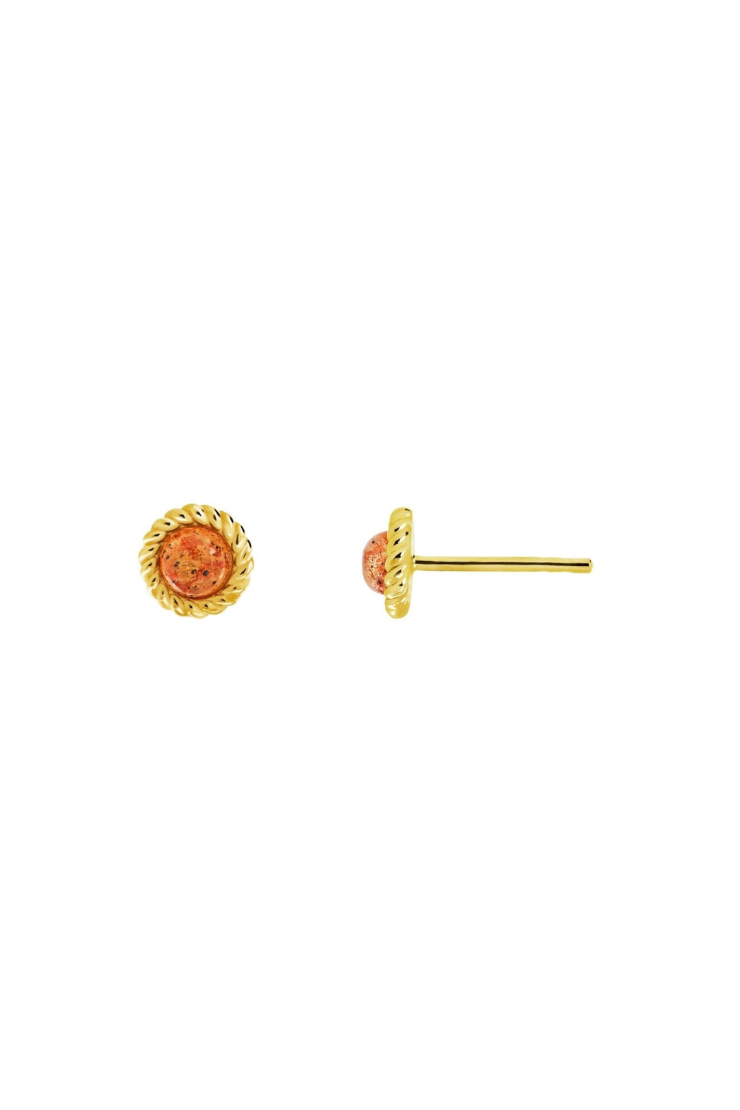 18ct Gold Plated Sterling Silver 6mm Round Red Aventurine Stud EarringsThe Fine CollectiveBA0072449