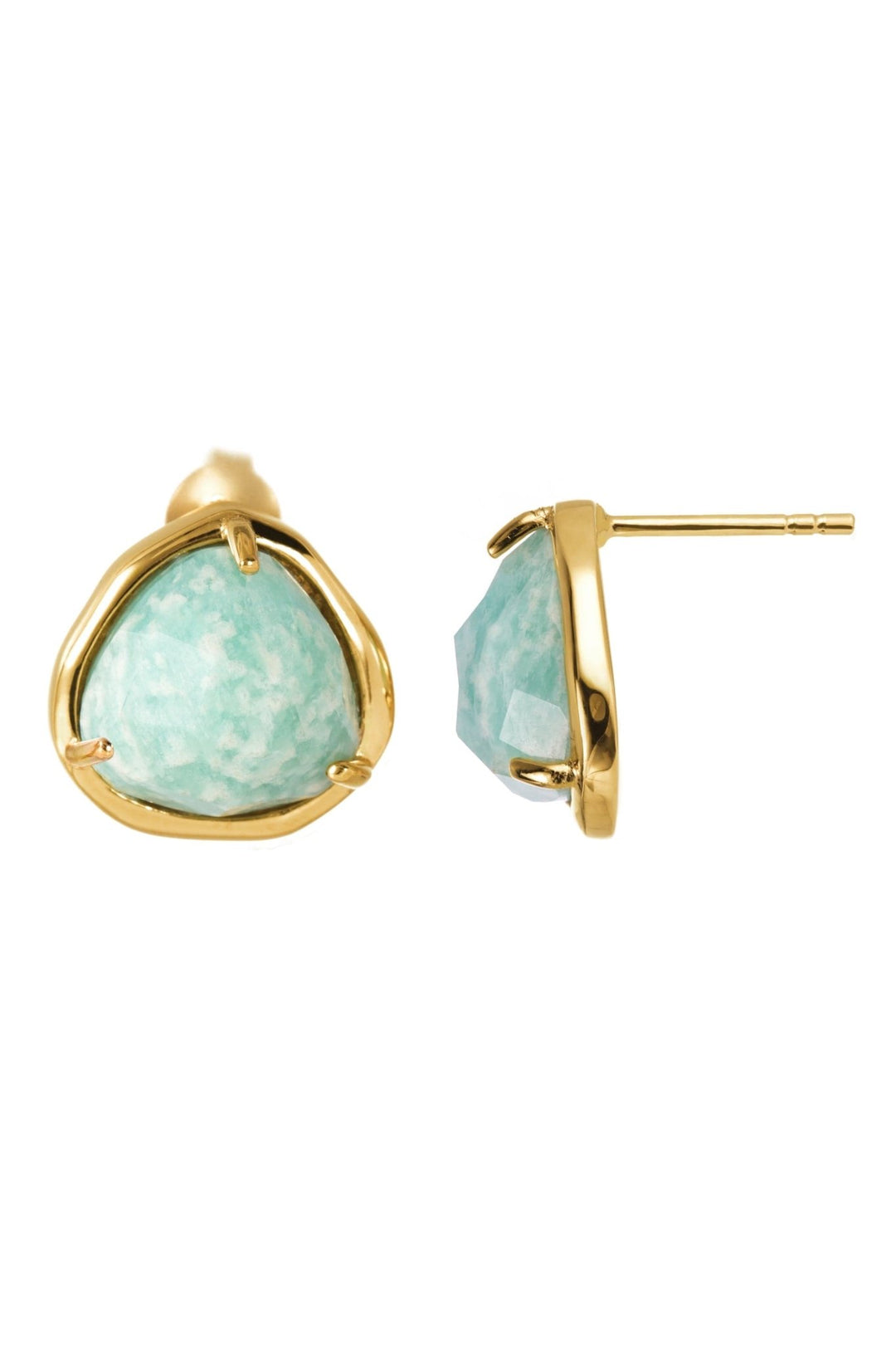 18ct Gold Plated Sterling Silver Amazonite Stud EarringsThe Fine CollectiveBA0072079