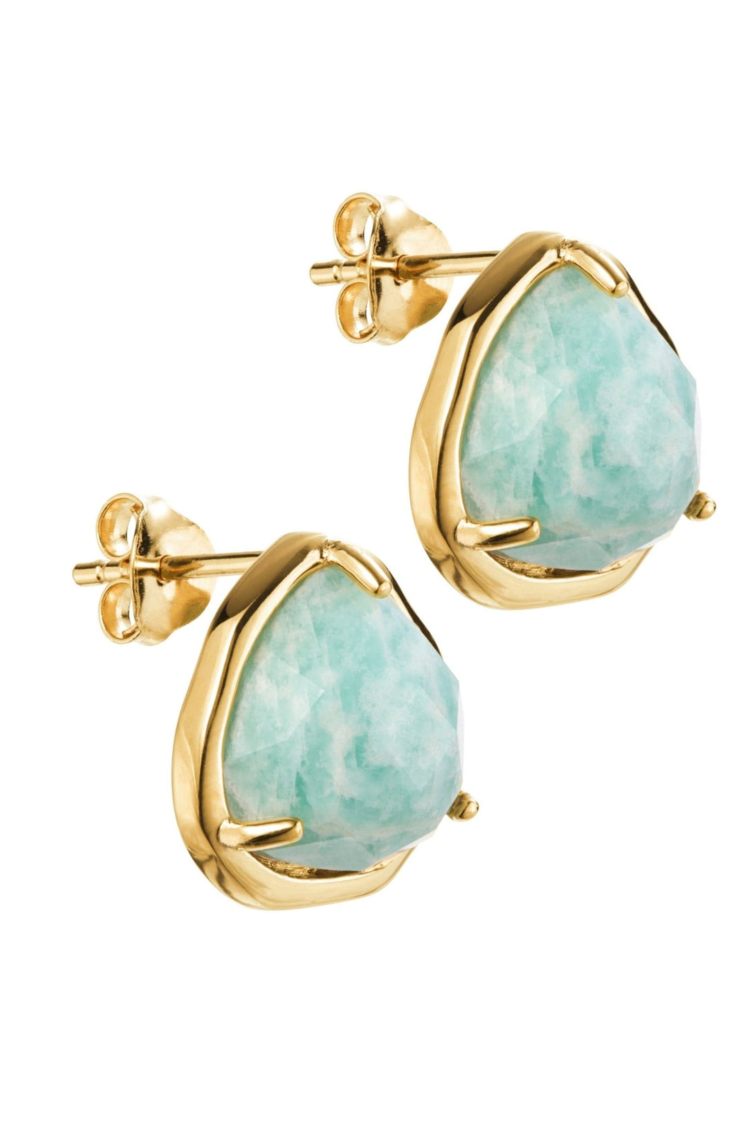 18ct Gold Plated Sterling Silver Amazonite Stud EarringsThe Fine CollectiveBA0072079