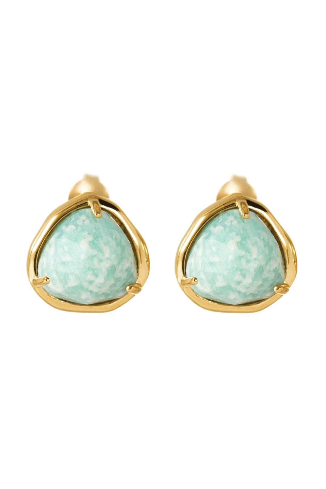 18ct Gold Plated Sterling Silver Amazonite Stud EarringsThe Fine CollectiveBA0072079