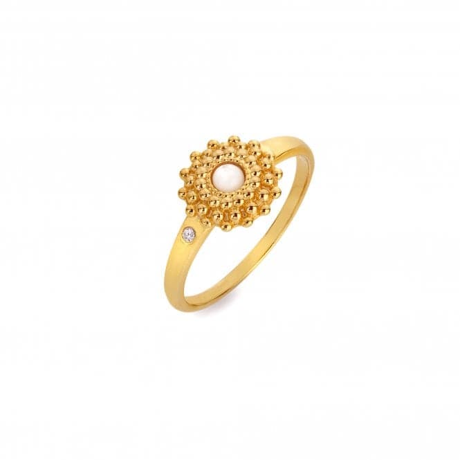 18ct Gold Plated Sterling Silver Blossom Mother of Pearl Ring DR280Hot Diamonds x Jac JossaDR280/XS