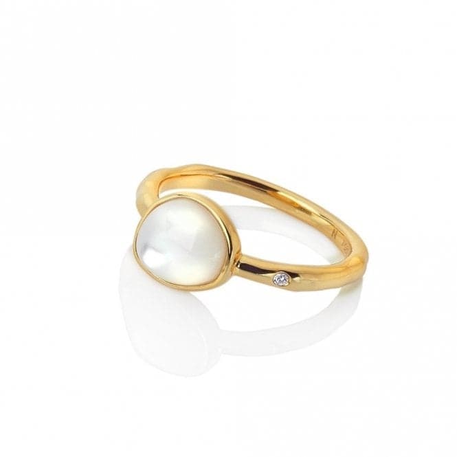 18ct Gold Plated Sterling Silver Calm Mother Of Pearl Ring DR231Hot Diamonds x Jac JossaDR231/XS