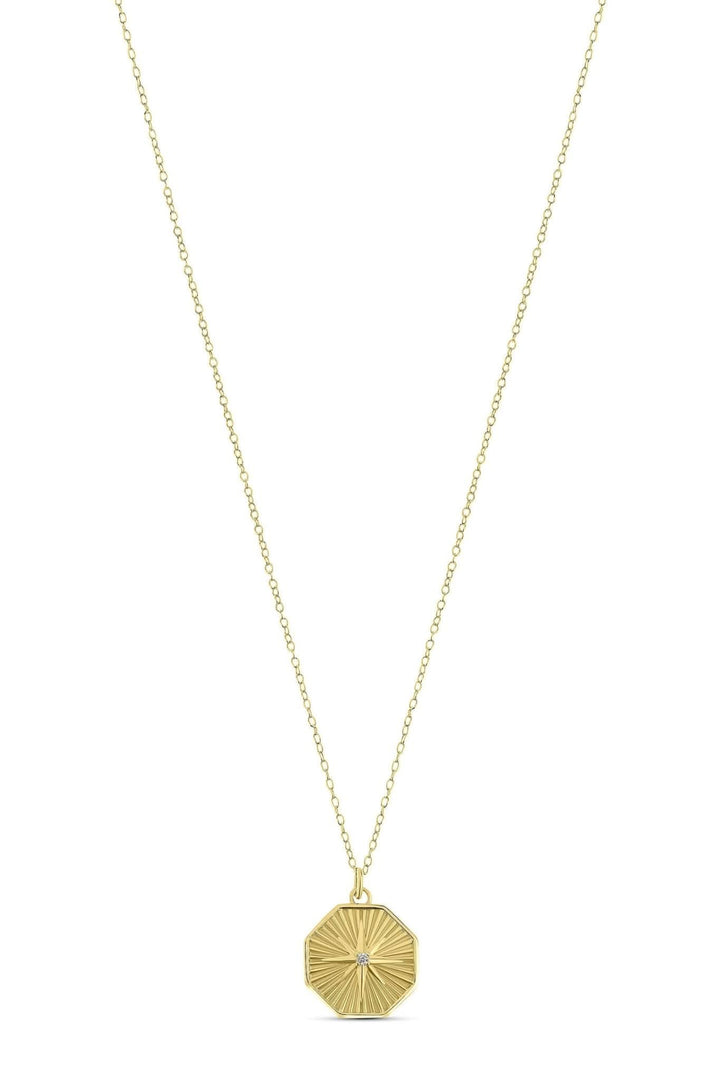 18ct Gold Plated Sterling Silver Cubic Zirconia Hexagon Star Pendant NecklaceThe Fine CollectiveBA0072698