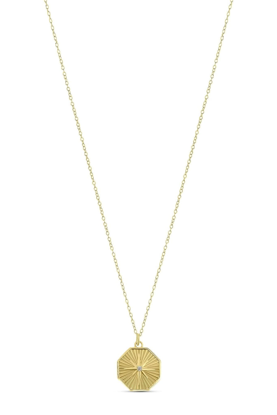 18ct Gold Plated Sterling Silver Cubic Zirconia Hexagon Star Pendant Necklace