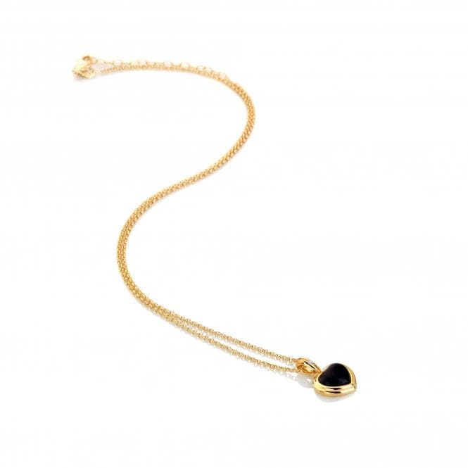 18ct Gold Plated Sterling Silver Heart Black Onyx Pendant DP999Hot Diamonds x Jac JossaDP999