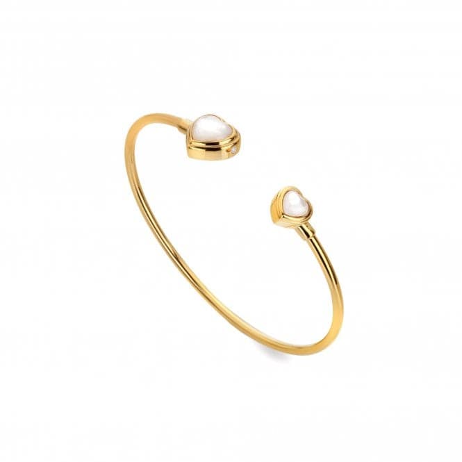 18ct Gold Plated Sterling Silver Heart Mother of Pearl Bangle DC193Hot Diamonds x Jac JossaDC193