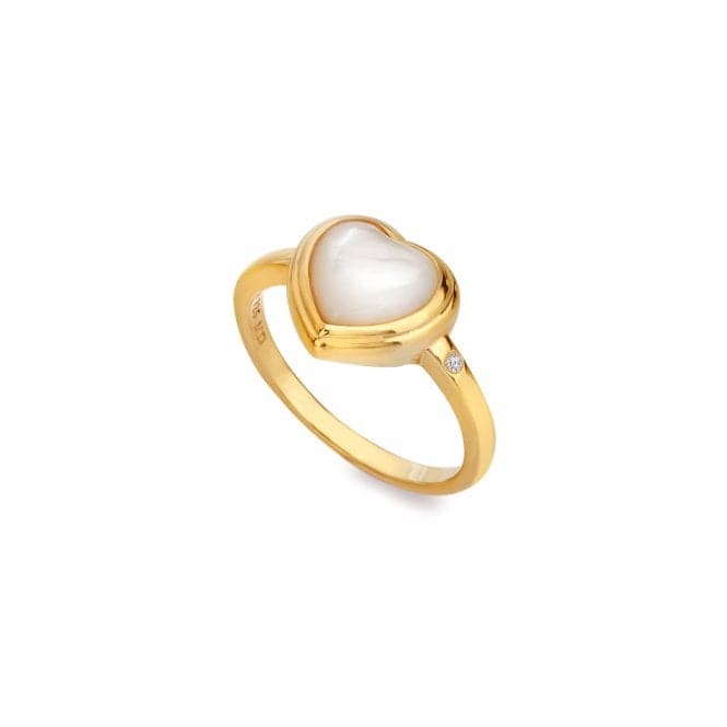 18ct Gold Plated Sterling Silver Heart Mother of Pearl Ring DR284Hot Diamonds x Jac JossaDR284/XS