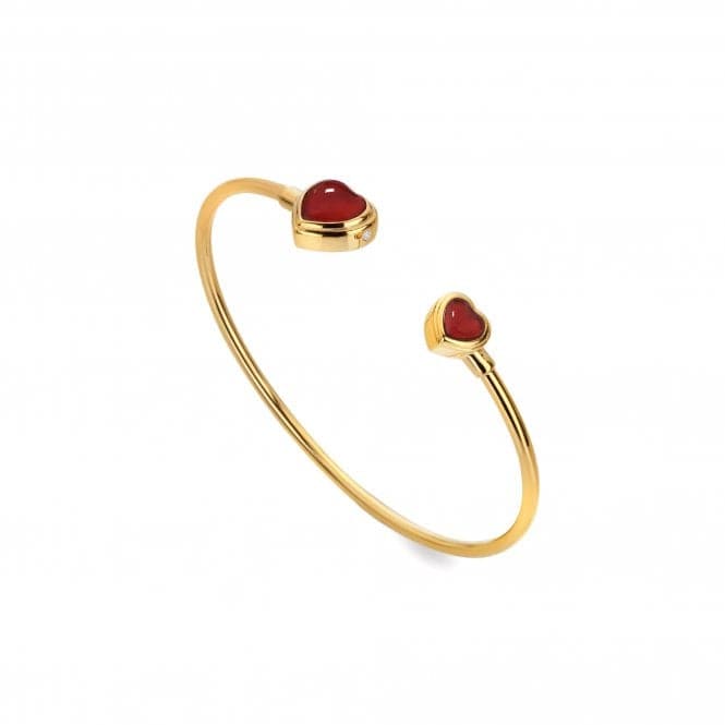 18ct Gold Plated Sterling Silver Heart Red Agate Bangle DC194Hot Diamonds x GemstonesDC194