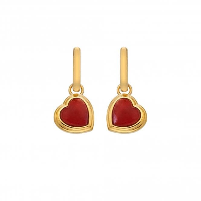 18ct Gold Plated Sterling Silver Heart Red Agate Earrings DE797Hot Diamonds x GemstonesDE797