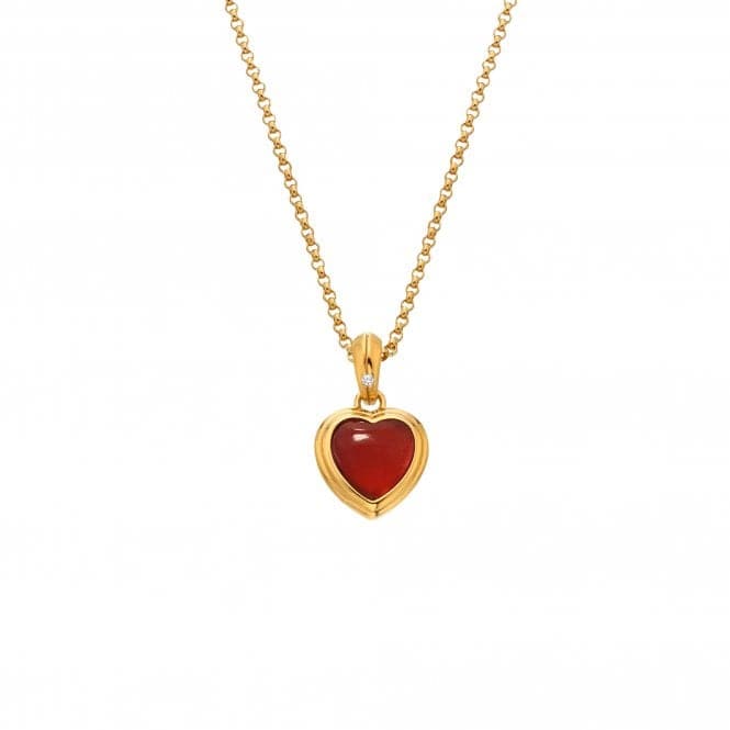 18ct Gold Plated Sterling Silver Heart Red Agate Pendant DP1001Hot Diamonds x GemstonesDP1001